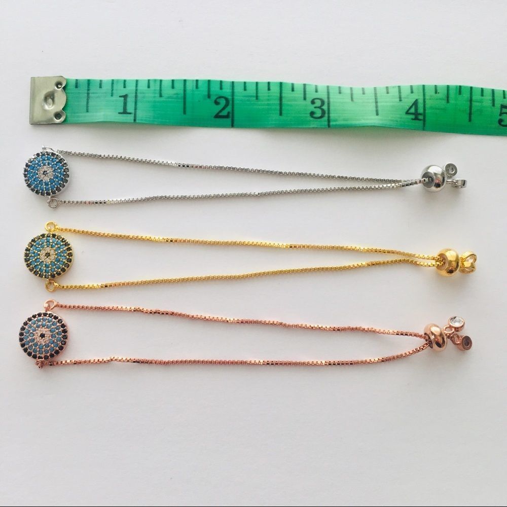 Evil Eye Pave CZ Adjustable Bracelets NWT - Picture 6 of 6